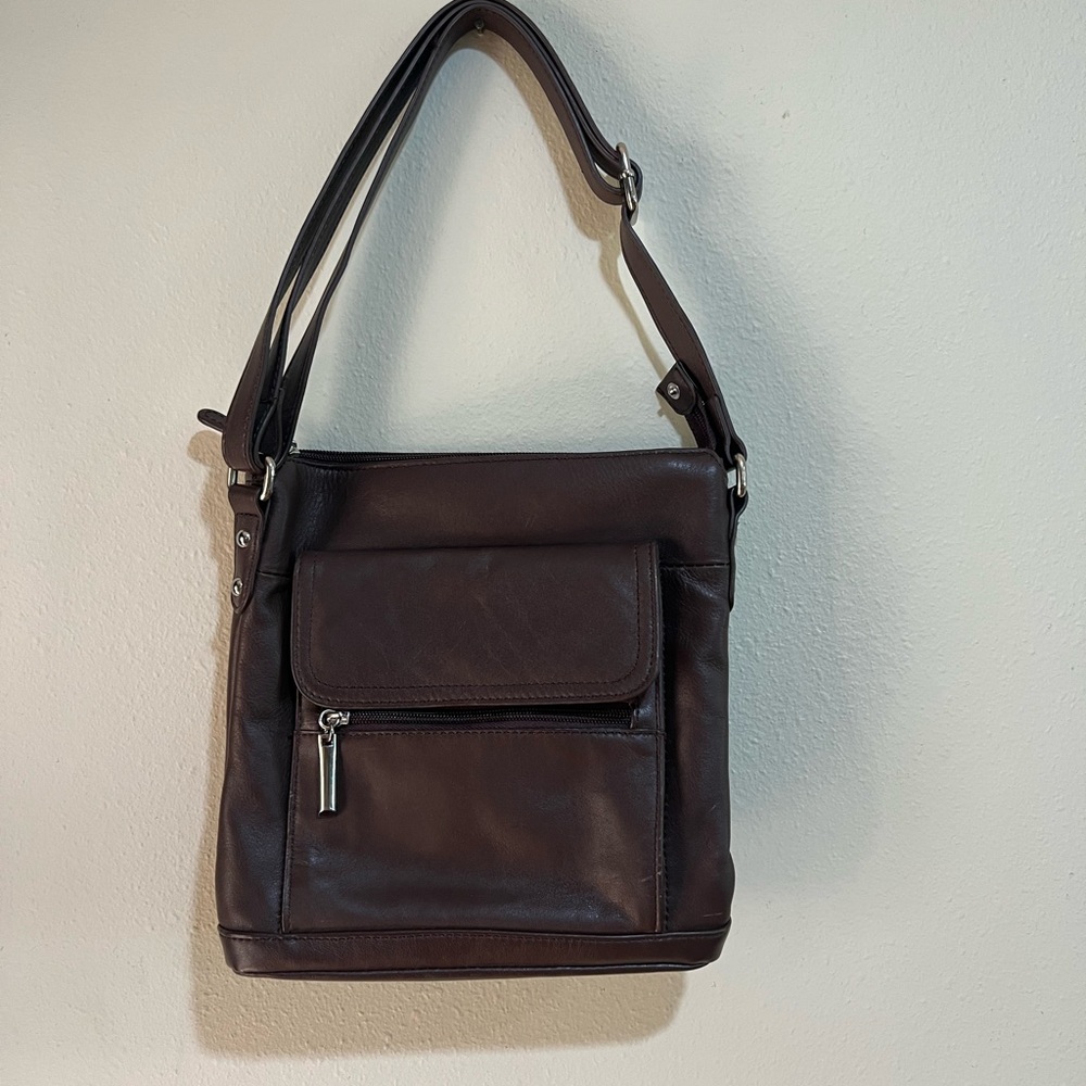 Giani Bernini Dark Brown Leather Messenger Bag